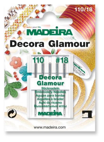 tipe.ch – Madeira Sticknadeln NM 110/18 für voluminöse Metalleffektgarne Decora 12 und Glamour 12, 5 Stück für kreative Stickprojekte.