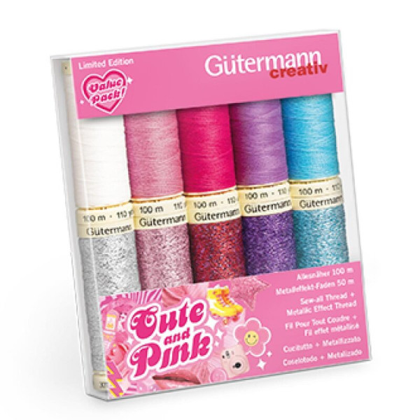 Gütermann Nähfadenset Cute & Pink - Allesnäher und Metalleffekt-Faden